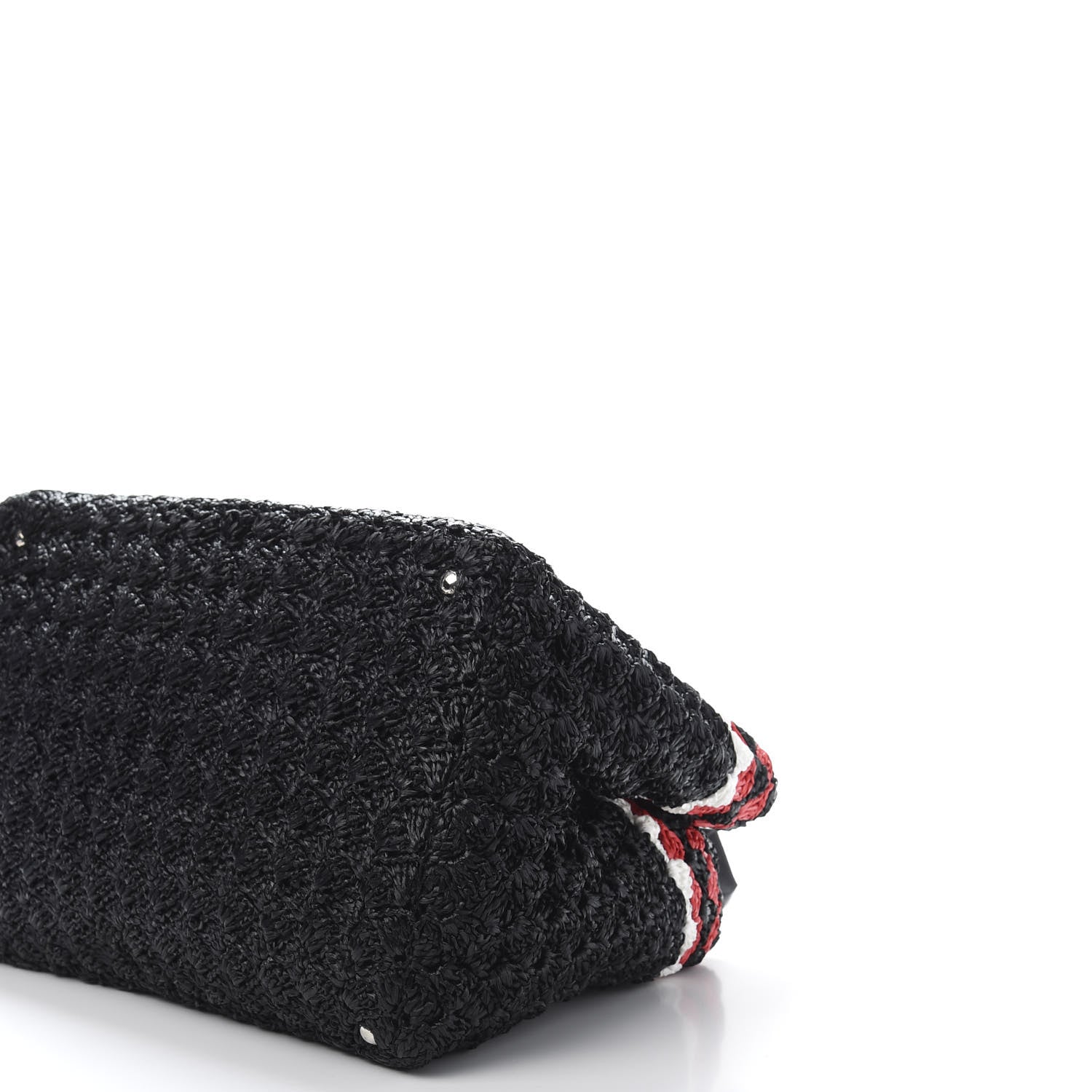 Prada Raffia Crochet Colorblock Large Giardiniera Tote Black Fuoco 9 of 13