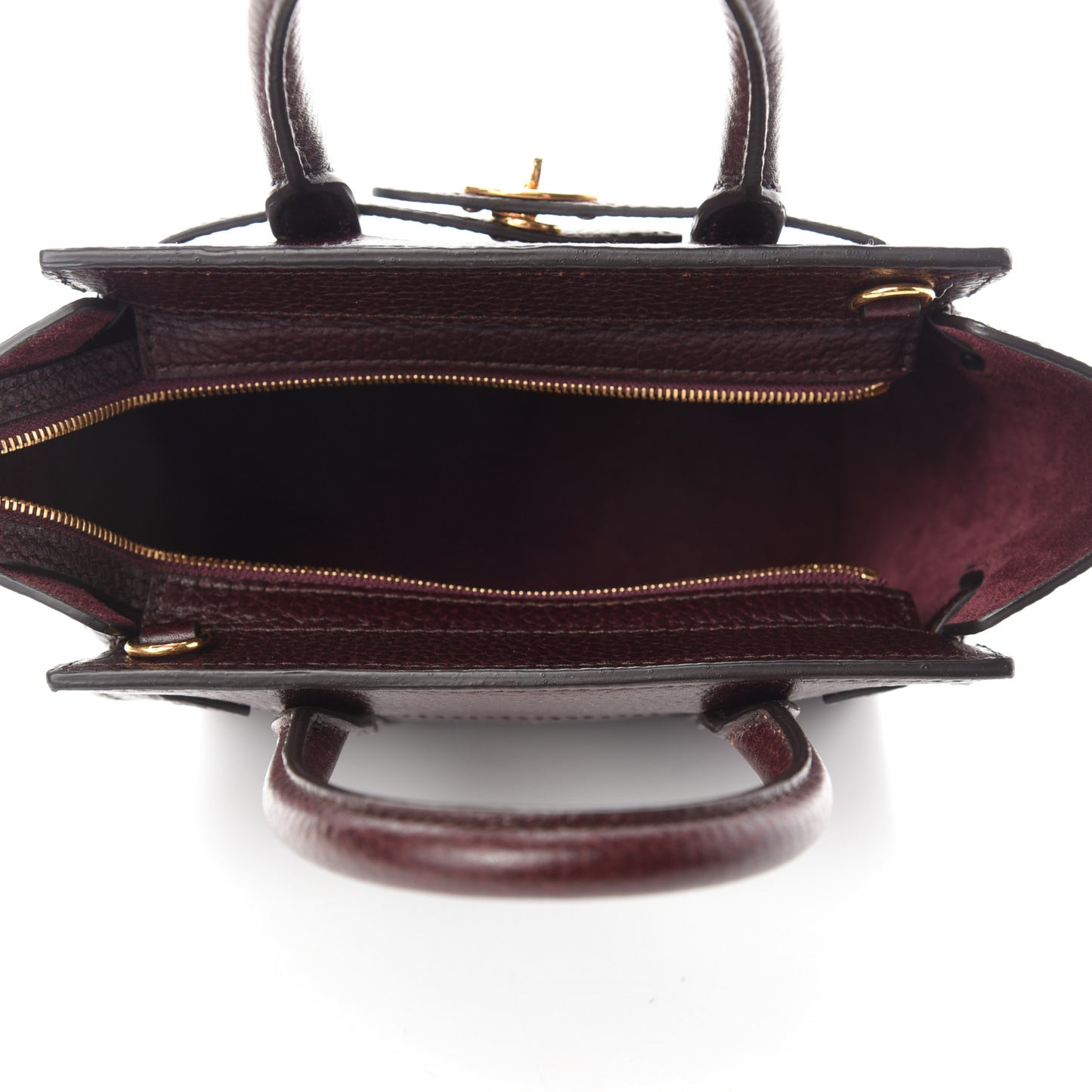 Small Classic Grain Micro Bayswater Zip Tote Oxblood