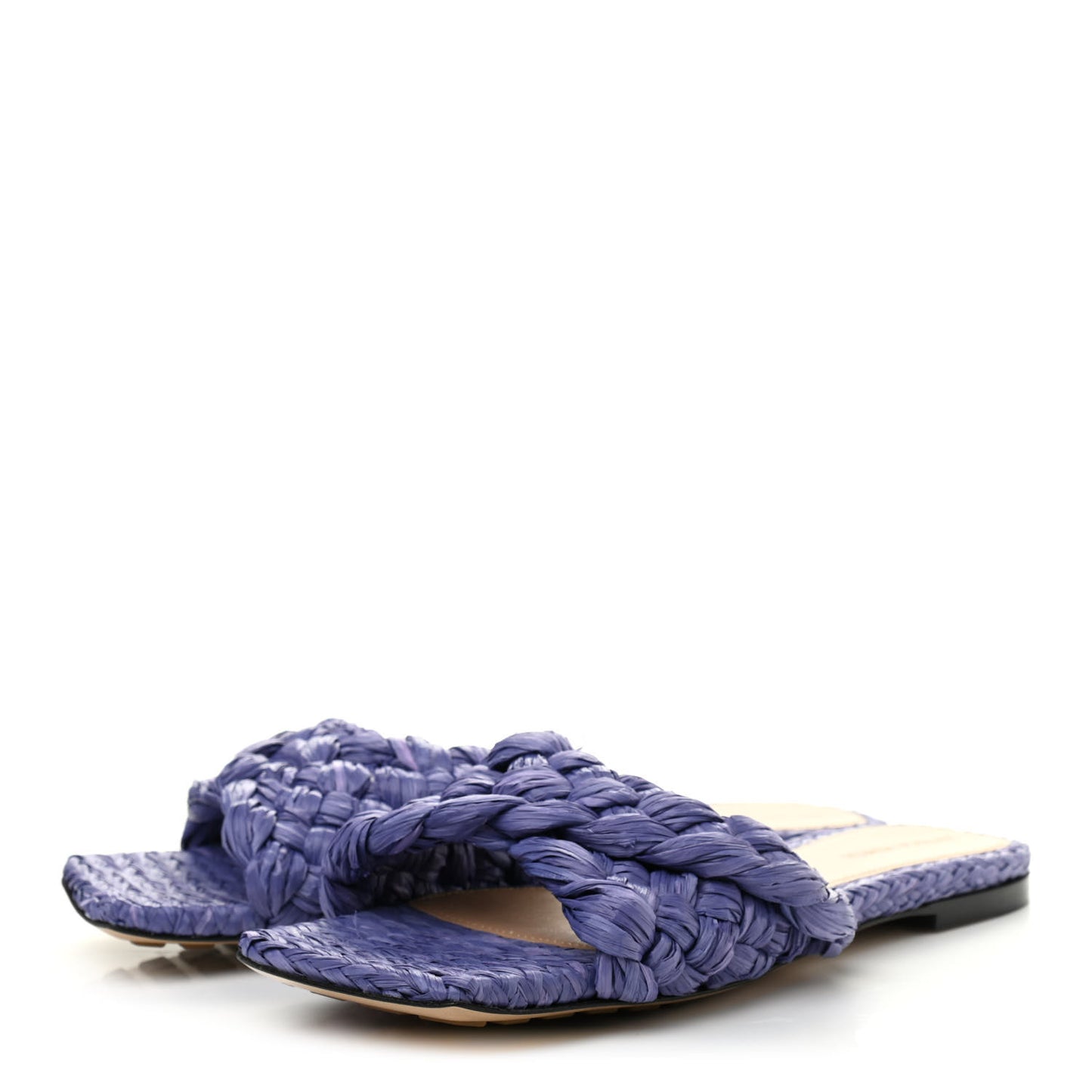 Raffia Twisted Intrecciato Stretch Flat Sandals 40 Lavender