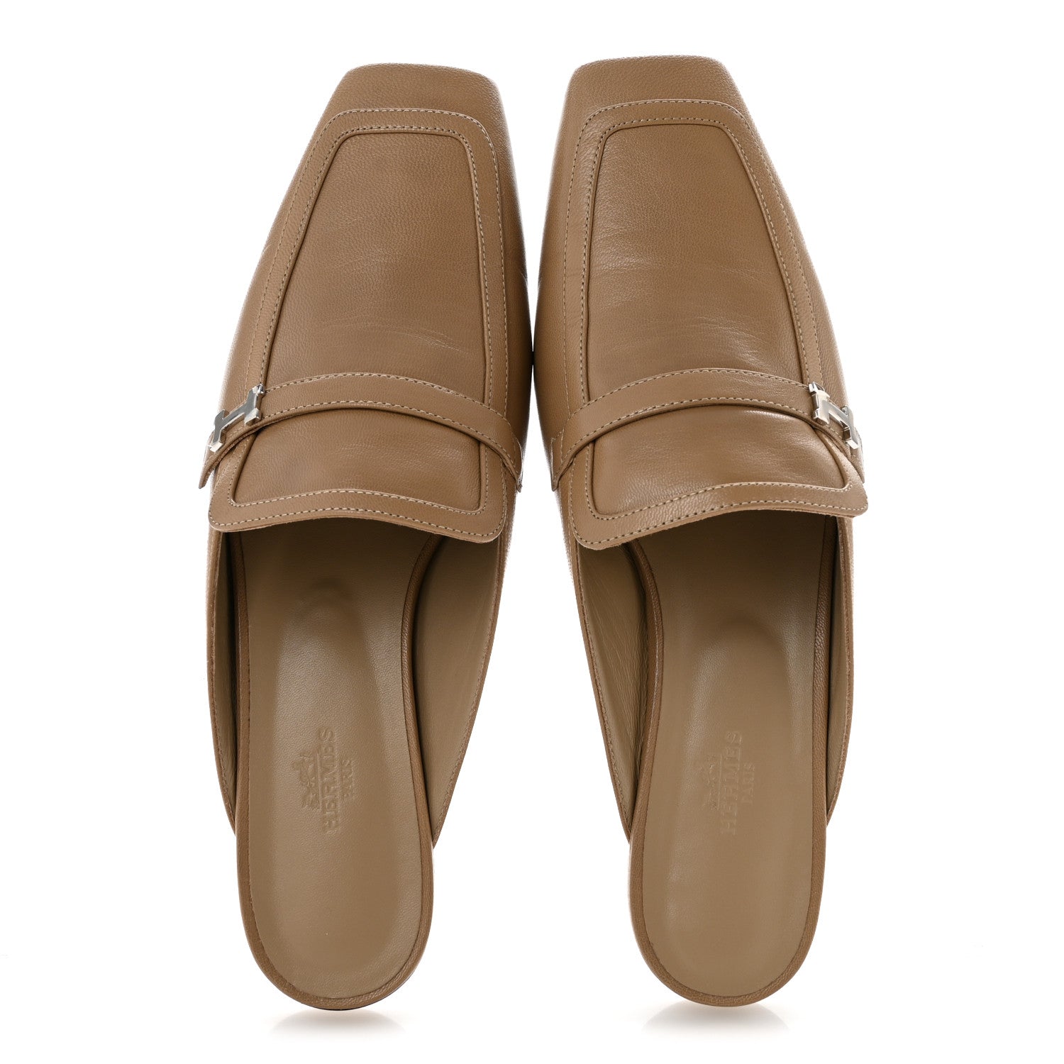 Hermes Goatskin Groupie Mules 40.5 Beige Argile 2 of 11