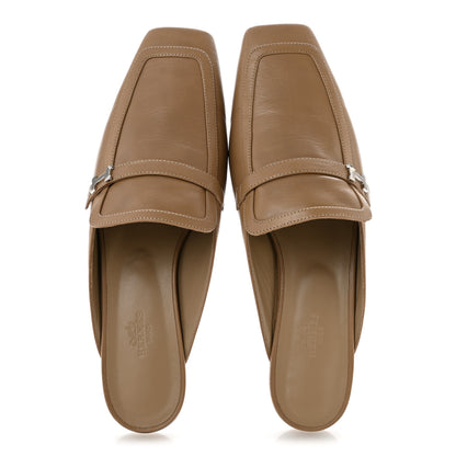 Hermes Goatskin Groupie Mules 40.5 Beige Argile 2 of 11
