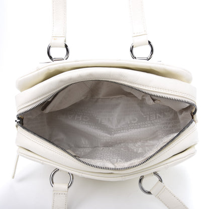 Chanel Caviar Square Stitched Bowler White 5 of 11