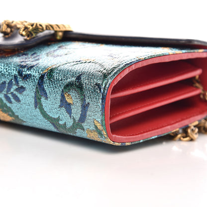 Gucci Metallic Brocade Calfskin Mini Dionysus Chain Wallet Black Blue Azure 6 of 8