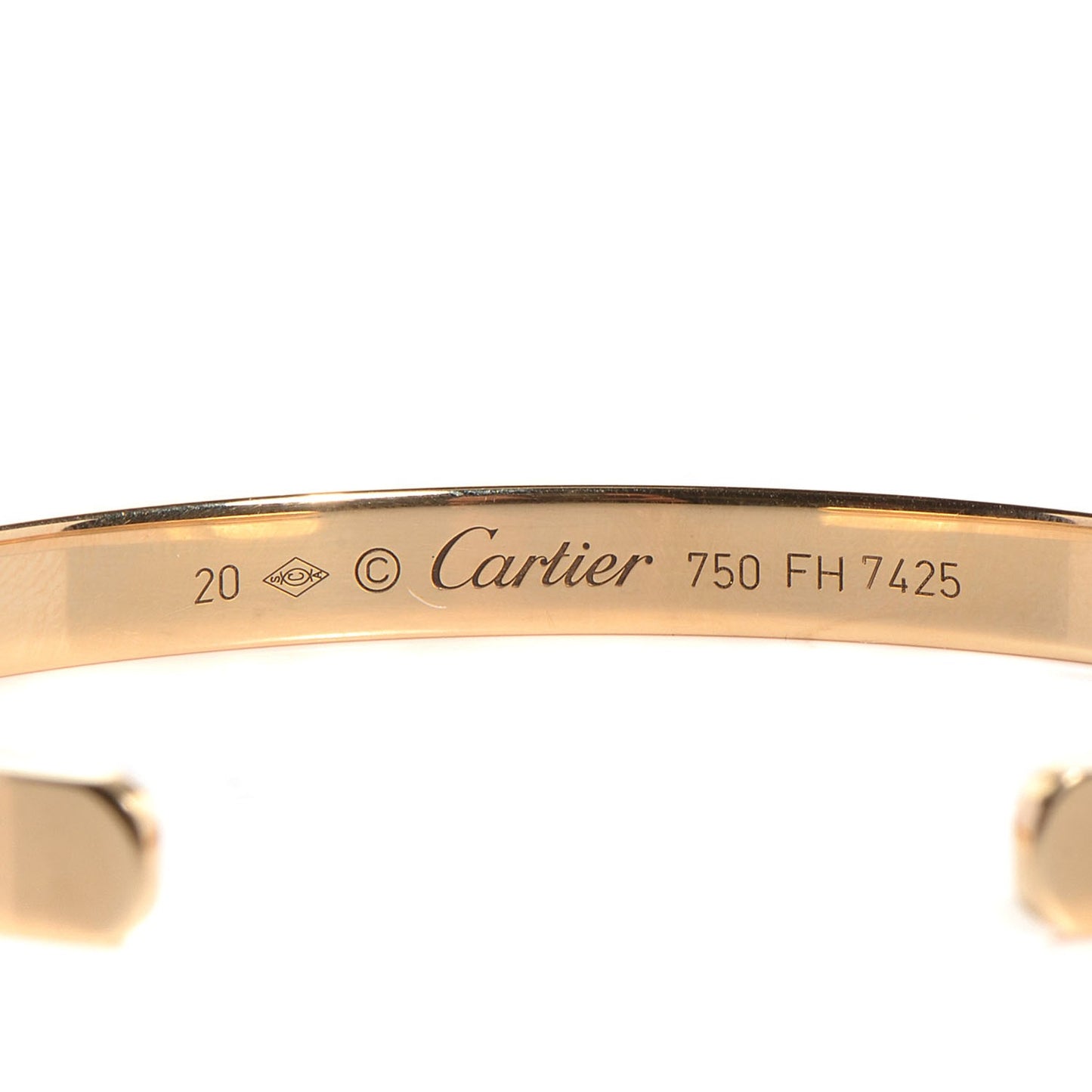18K Yellow Gold LOVE Cuff Bracelet 20