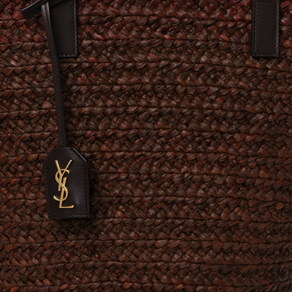 Saint Laurent Raffia Calfskin Medium Panier Tote Dark Chocolate 7 of 9