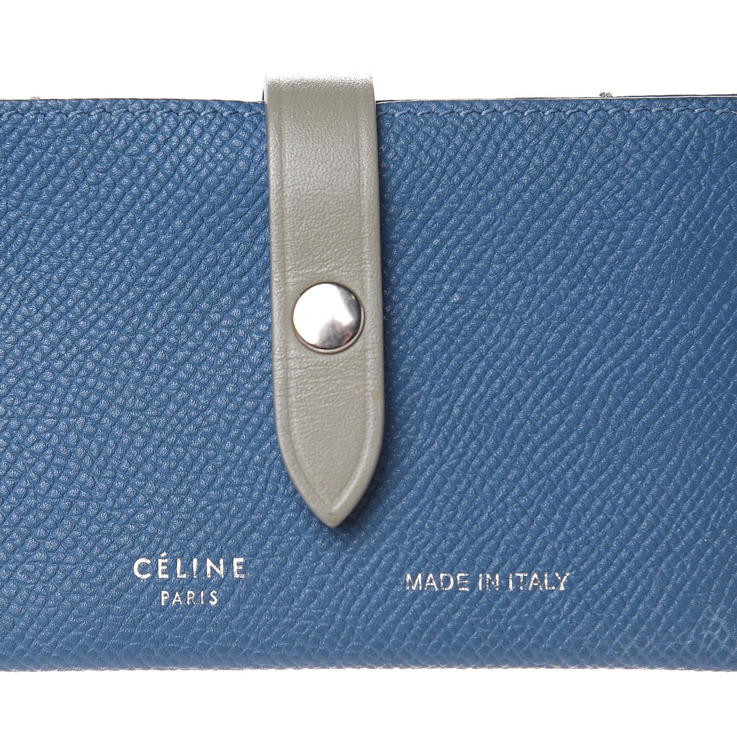 Grained Shiny Calfskin Accordion Card Holder Denim