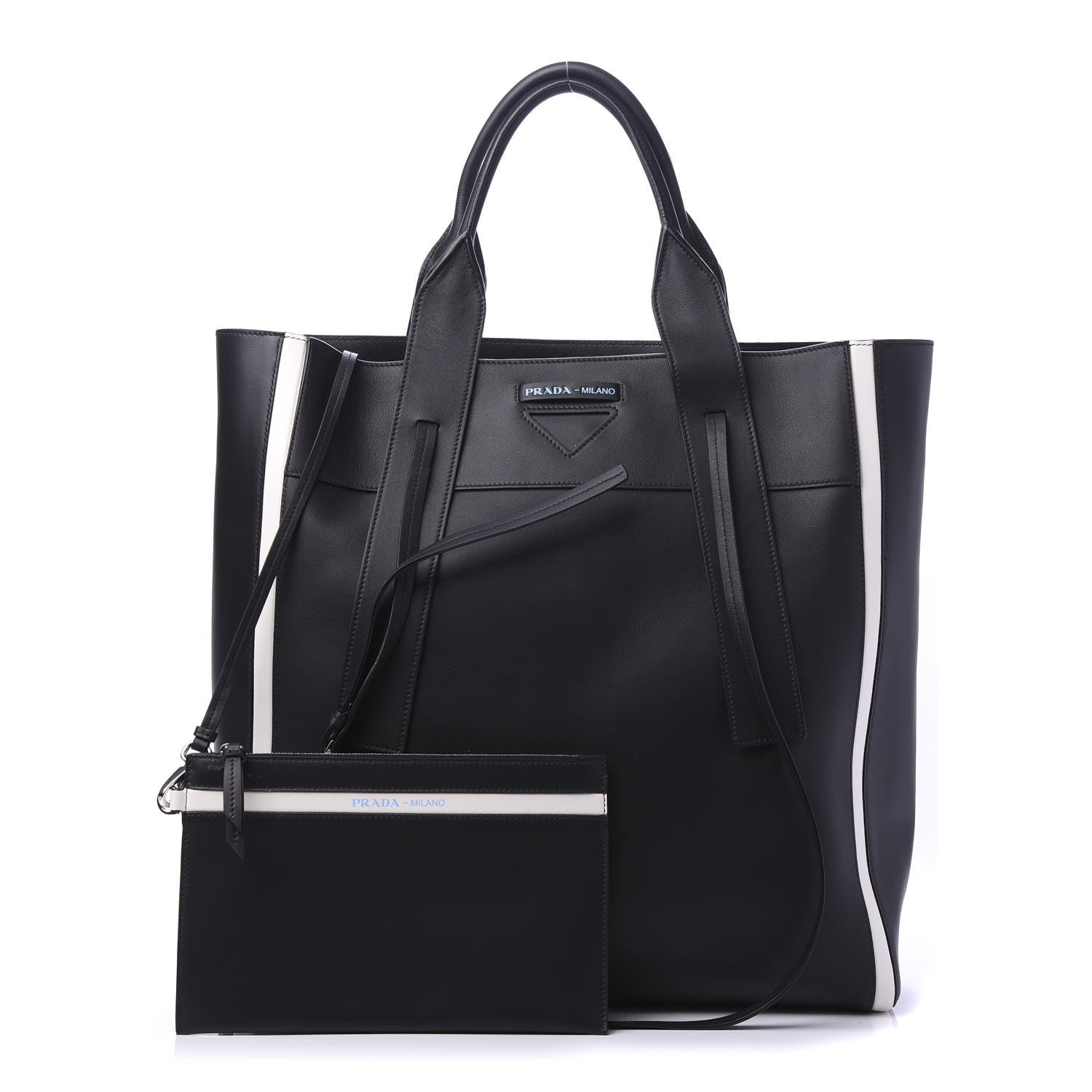 Prada Grace Lux Light Large Ouverture Shoulder Bag Black White 1 of 9