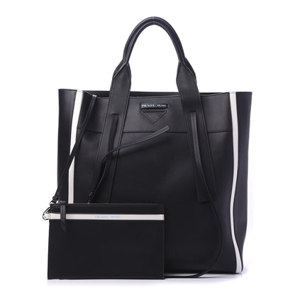 Prada Grace Lux Light Large Ouverture Shoulder Bag Black White 1 of 9