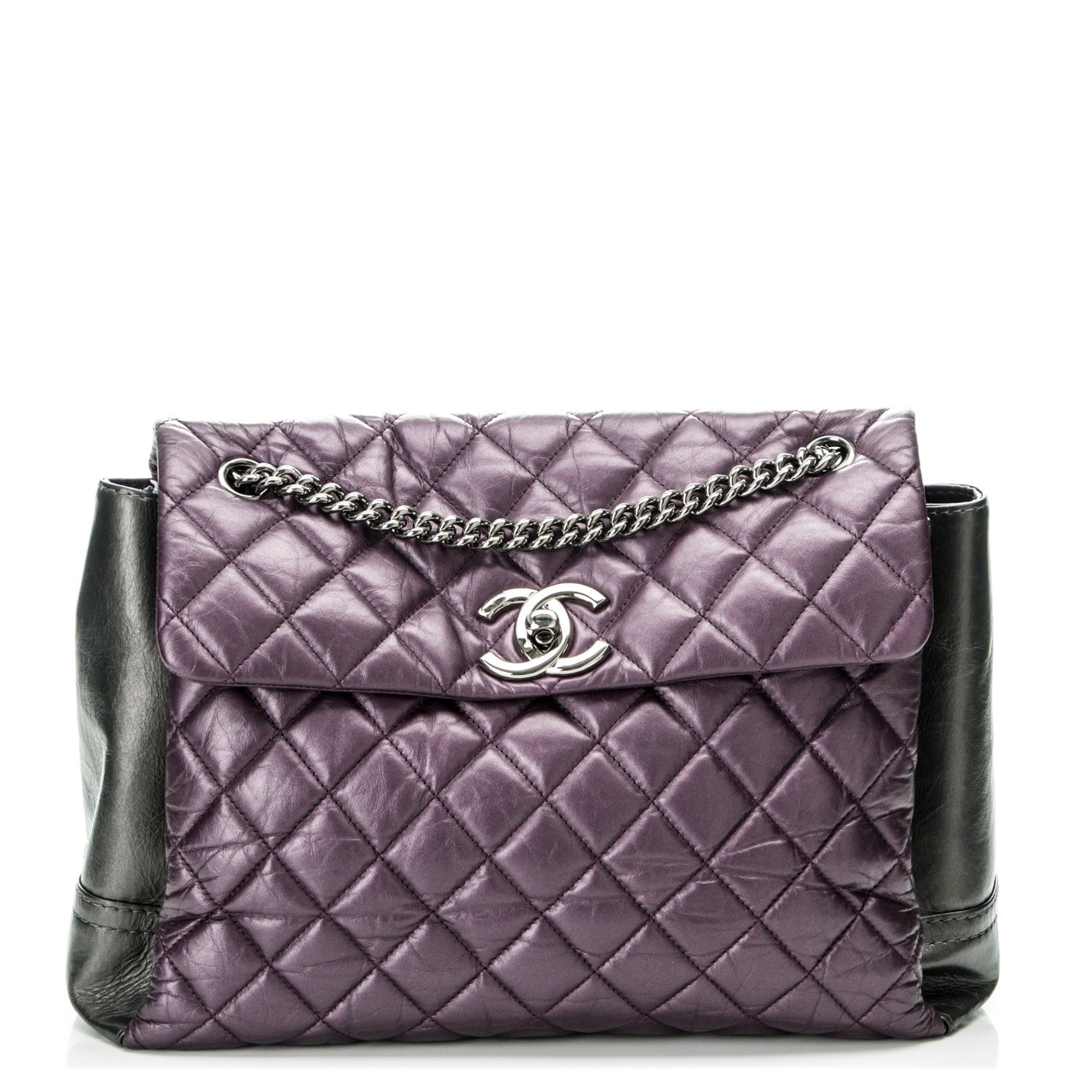 Chanel Metallic Calfskin Medium Lady Pearly Flap Dark Purple 1 of 7