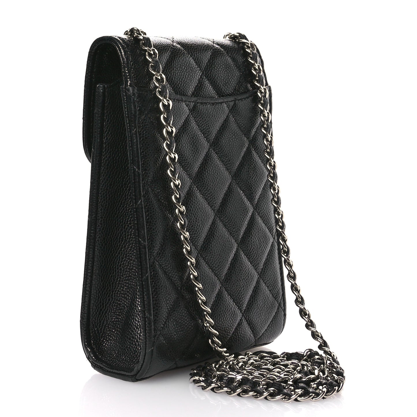 Caviar Quilted Classic Phone Holder Black