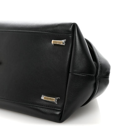 Salvatore Ferragamo Calfskin Braided Small Blossom Top Handle Bag Black 9 of 9