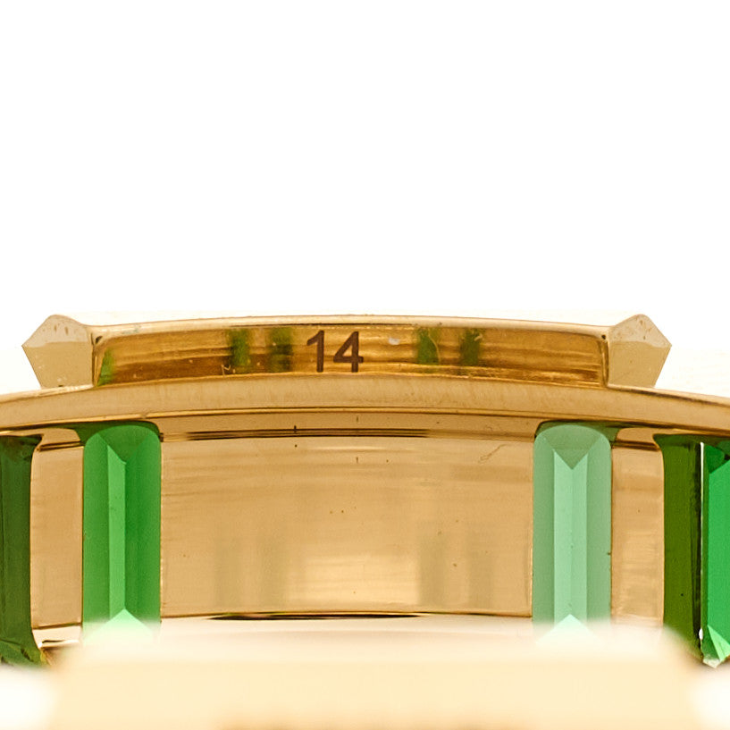18K Yellow Gold Green Tourmaline 6mm Link to Love Ring 54 6.75