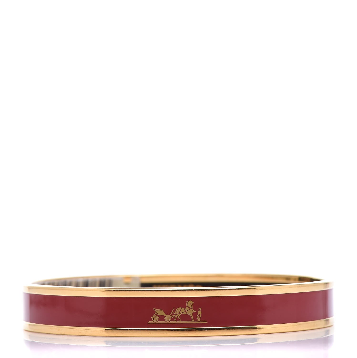 Hermes Enamel Printed Narrow Caleche Bracelet 70 Rouge H 1 of 5