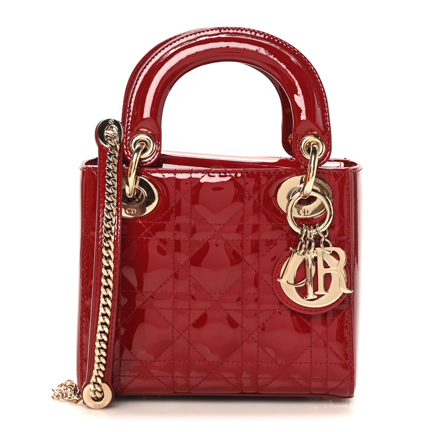 Christian Dior Patent Cannage Mini Lady Dior Red 1 of 9