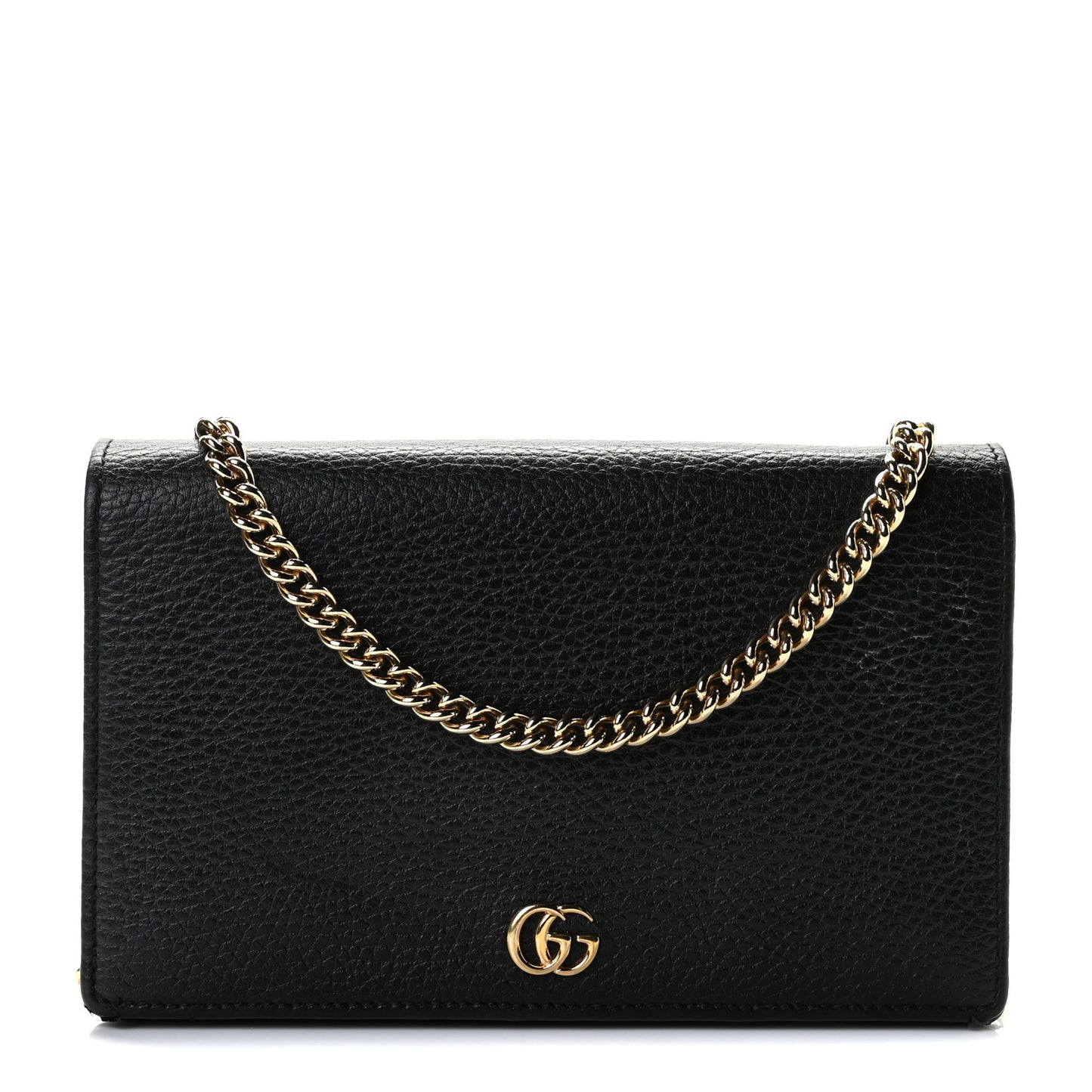 Calfskin Mini GG Marmont Chain Wallet Black