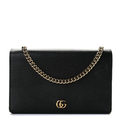 Gucci Calfskin Mini GG Marmont Chain Wallet Black 1 of 8