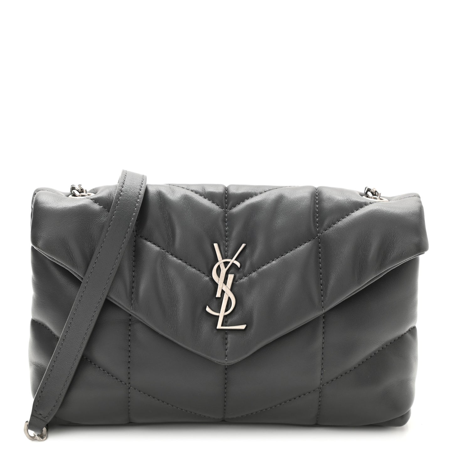 Lambskin Quilted Toy Loulou Puffer Monogram Chain Satchel Storm