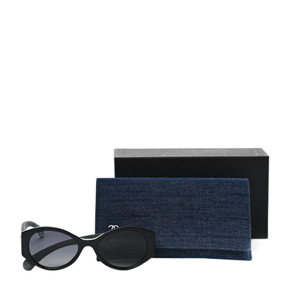 Chanel Acetate Denim Oval Polarized Sunglasses 5405 Black Blue 9 of 9