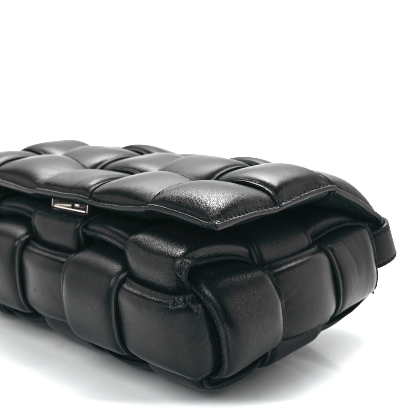 Nappa Maxi Intreccio Padded Cassette Crossbody Bag Black