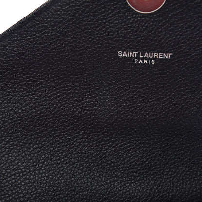 Saint Laurent Grained Calfskin Matelasse Chevron Medium Monogram Chain Bag Black 8 of 9
