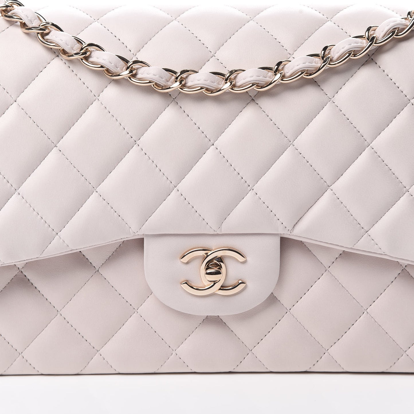 Lambskin Quilted Jumbo Double Flap Light Pink