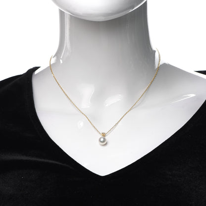 Mikimoto 18K Yellow Gold Diamond Akoya Pearl 8mm Drop Pendant Necklace 2 of 4