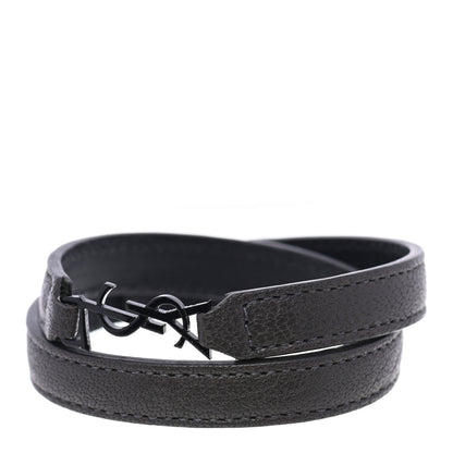 Saint Laurent Calfskin Adjustable Double Wrap Bracelet Brown 1 of 5