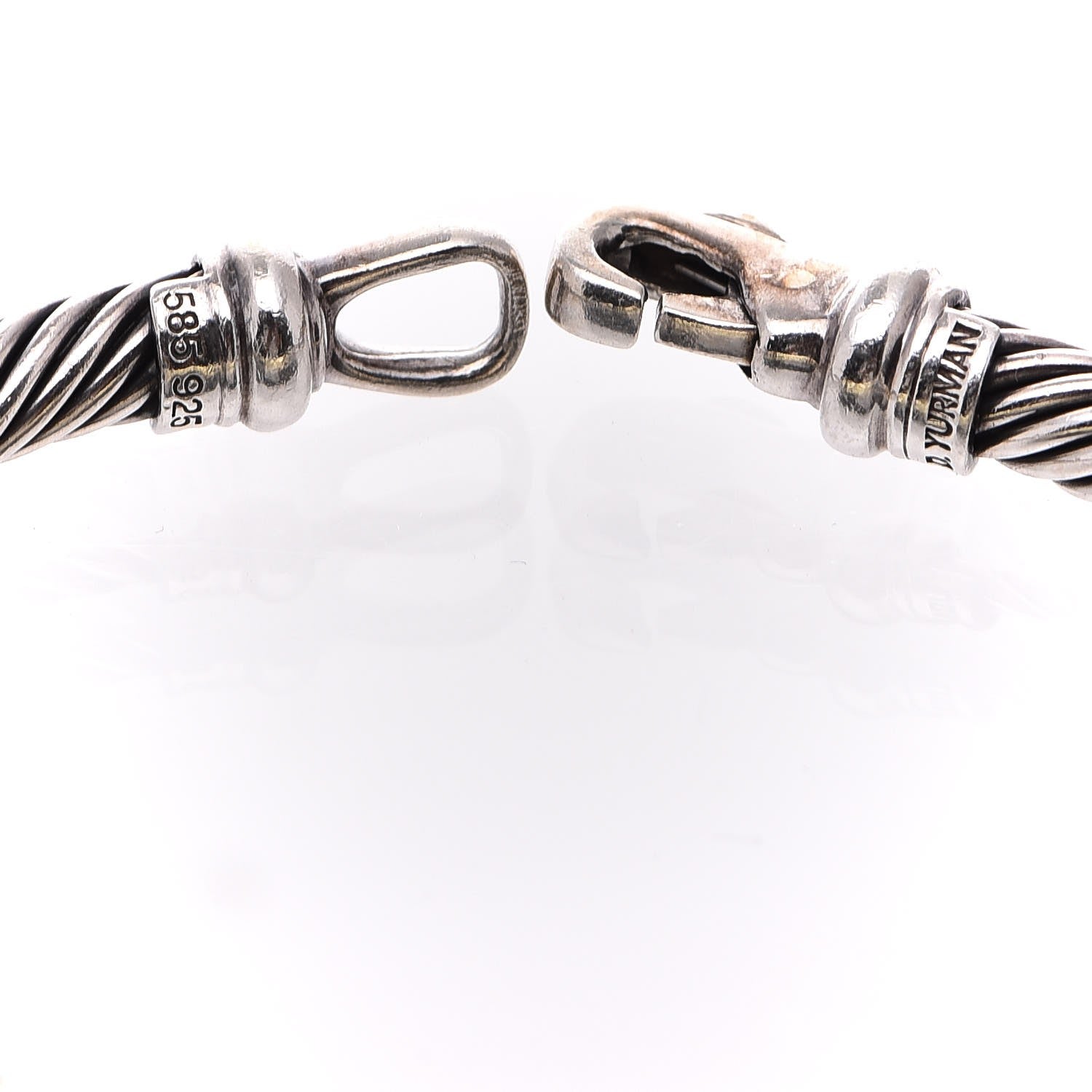 David Yurman Sterling Silver 14K Yellow Gold Diamond 5mm Metro Cable Bracelet 5 of 6