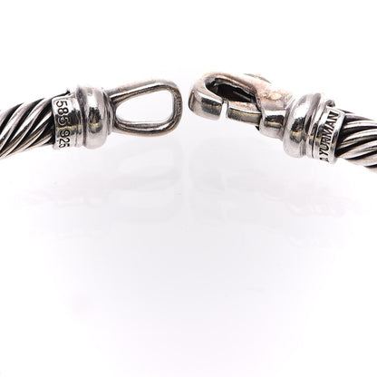 David Yurman Sterling Silver 14K Yellow Gold Diamond 5mm Metro Cable Bracelet 5 of 6