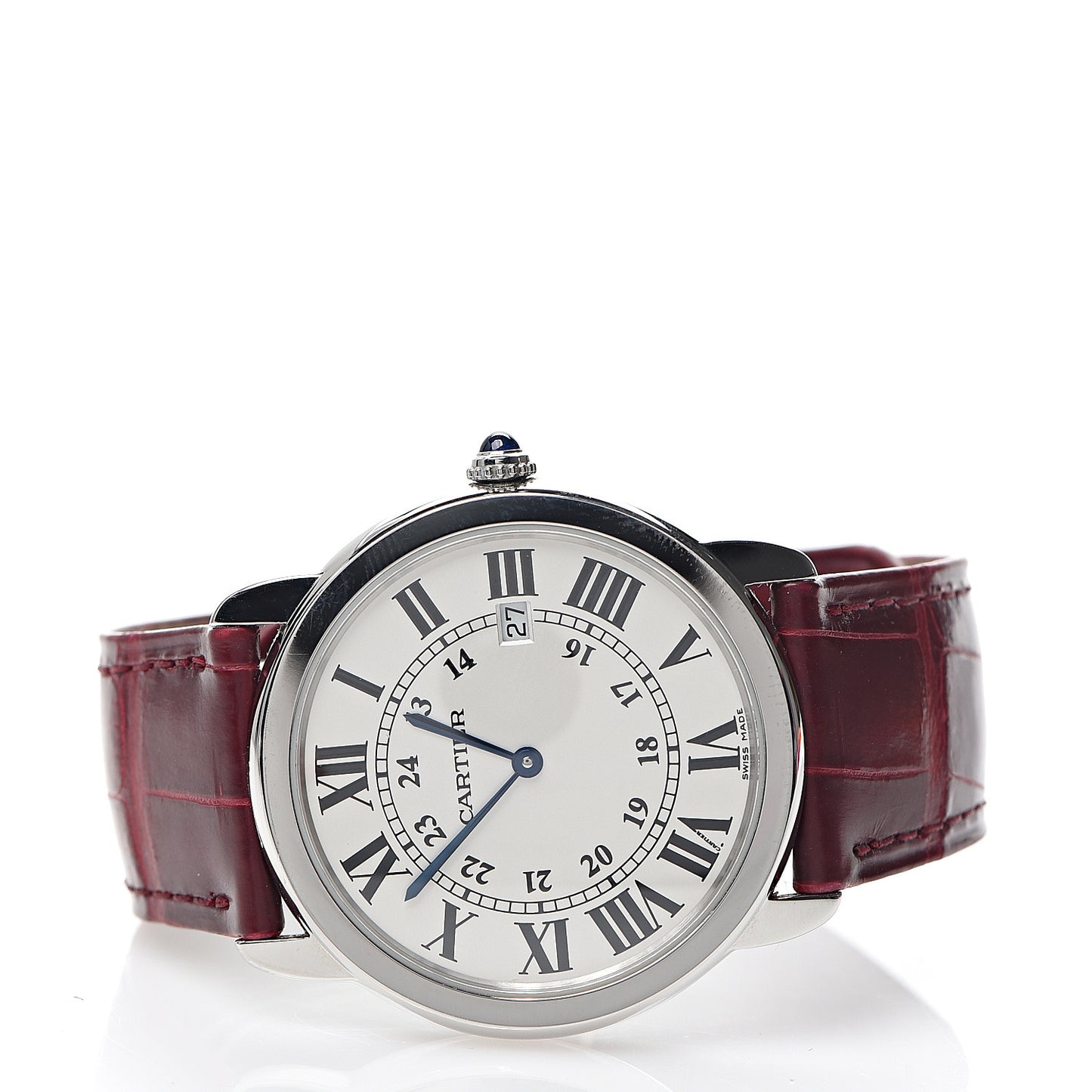 Stainless Steel Alligator 36mm Ronde Solo de Quartz Watch Red