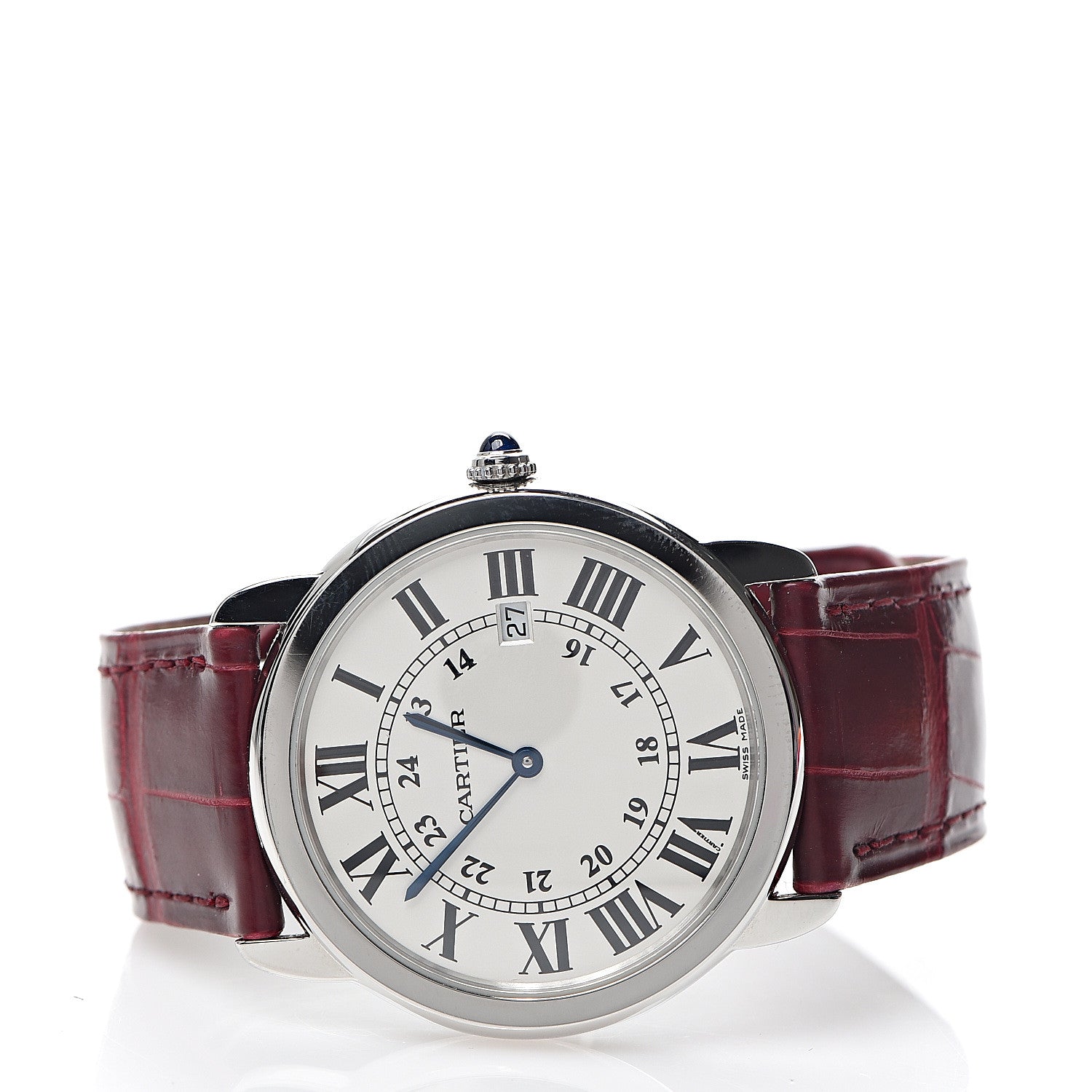 Cartier Stainless Steel Alligator 36mm Ronde Solo de Quartz Watch Red 2 of 7