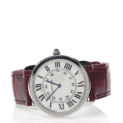 Cartier Stainless Steel Alligator 36mm Ronde Solo de Quartz Watch Red 2 of 7
