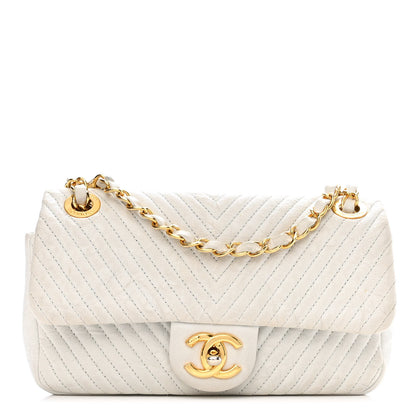 Chanel Calfskin Surpique Chevron Small Flap White 1 of 14