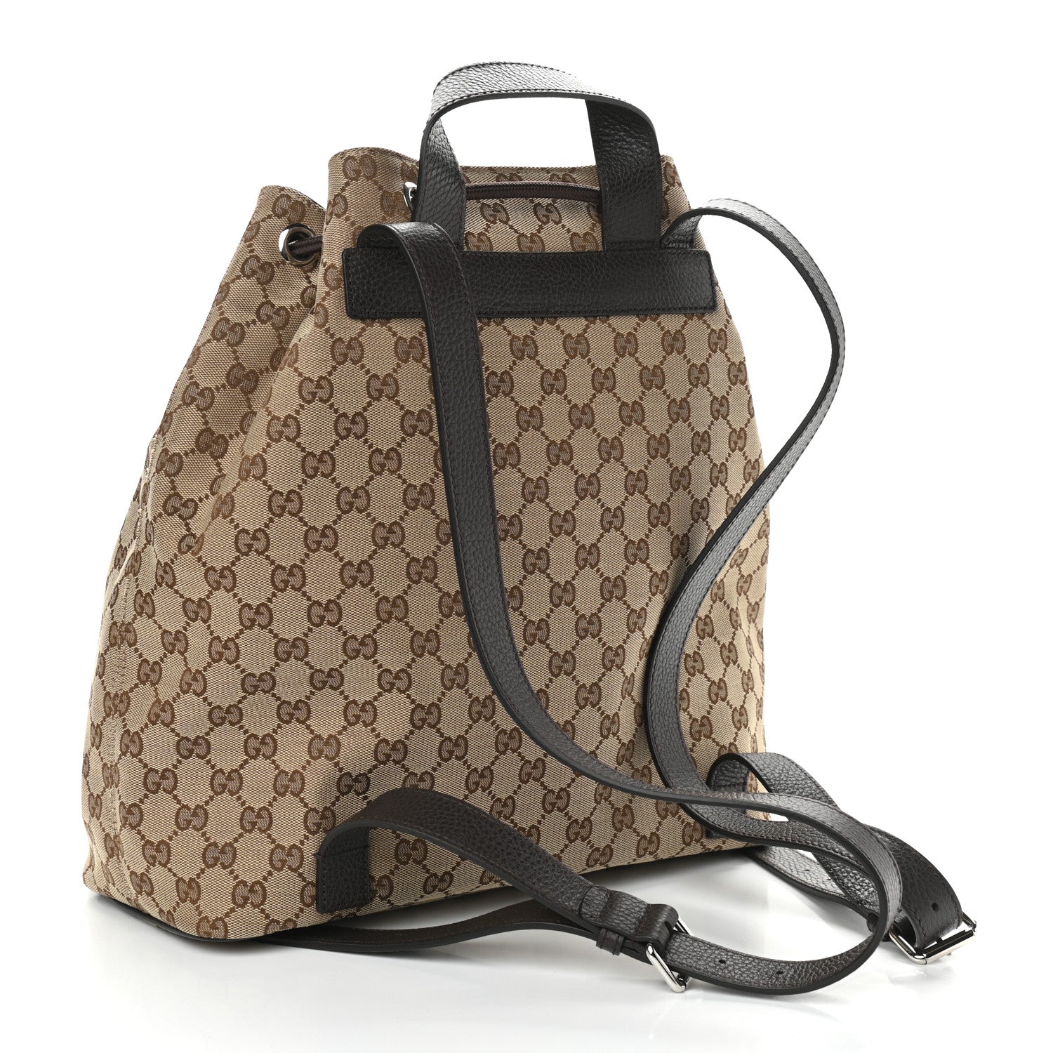 Gucci Monogram Dollar Calfskin O Drawstring Backpack Beige Ebony Testa di Moro Dark Chocolate 3 of 10