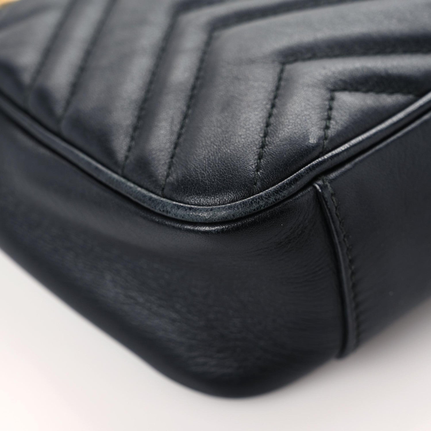 Gucci Calfskin Matelasse Mini GG Marmont Shoulder Bag Black 11 of 17