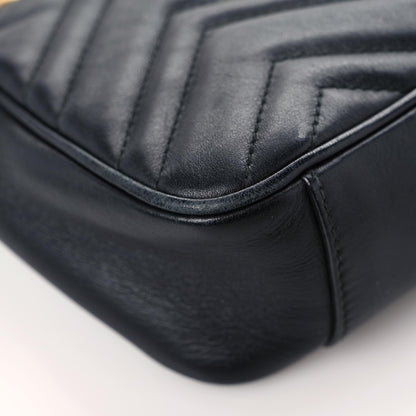 Gucci Calfskin Matelasse Mini GG Marmont Shoulder Bag Black 11 of 17