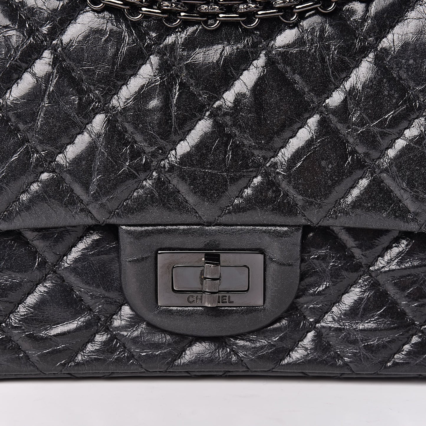 Aged Calfskin Quilted 2.55 Reissue 225 Flap So Black