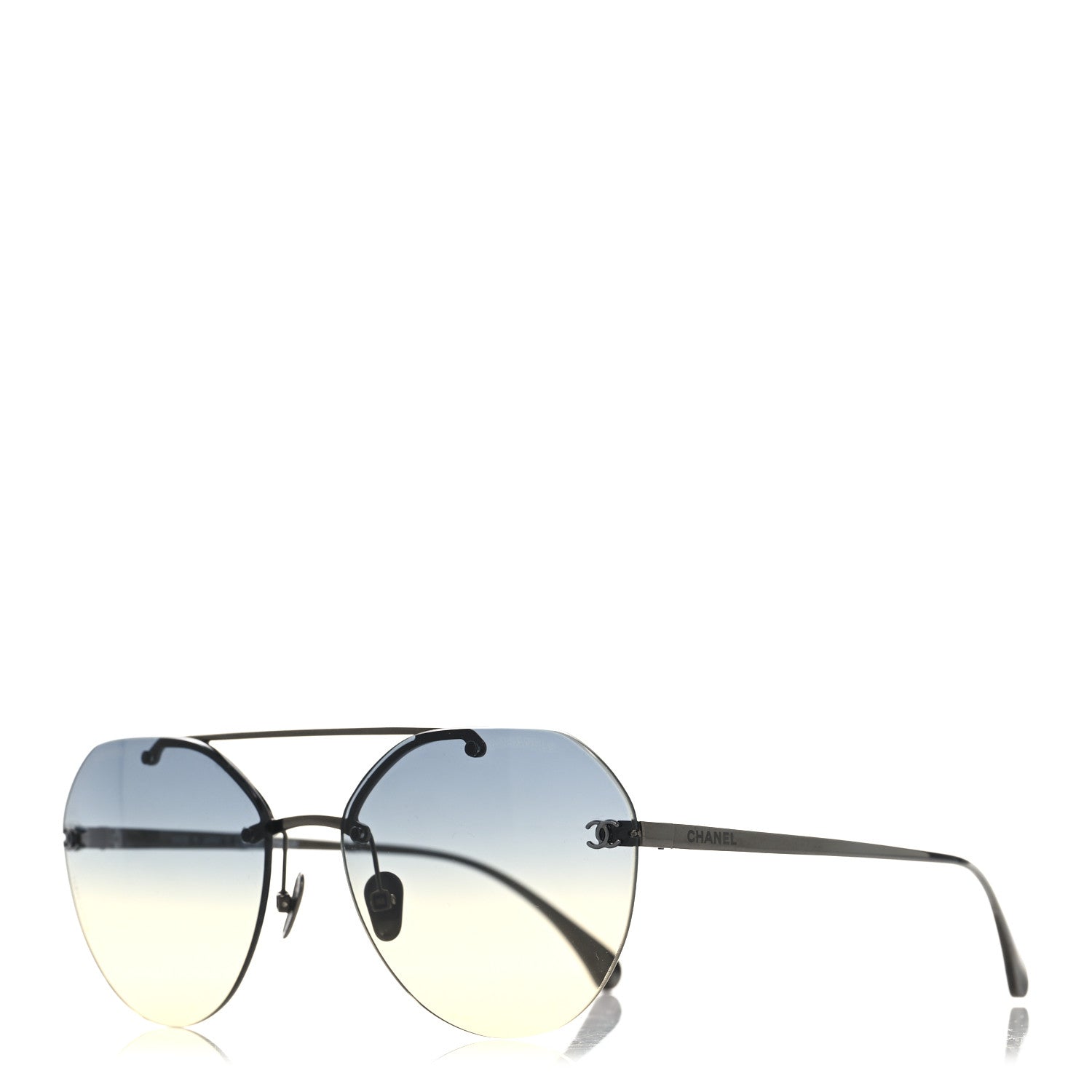 Chanel Titanium CC Pilot Aviator Sunglasses 4272-T Silver 1 of 7