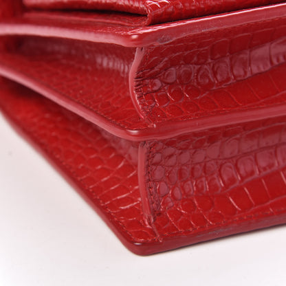 Saint Laurent Calfskin Crocodile Embossed Medium Monogram Sunset Rouge Eros 9 of 10
