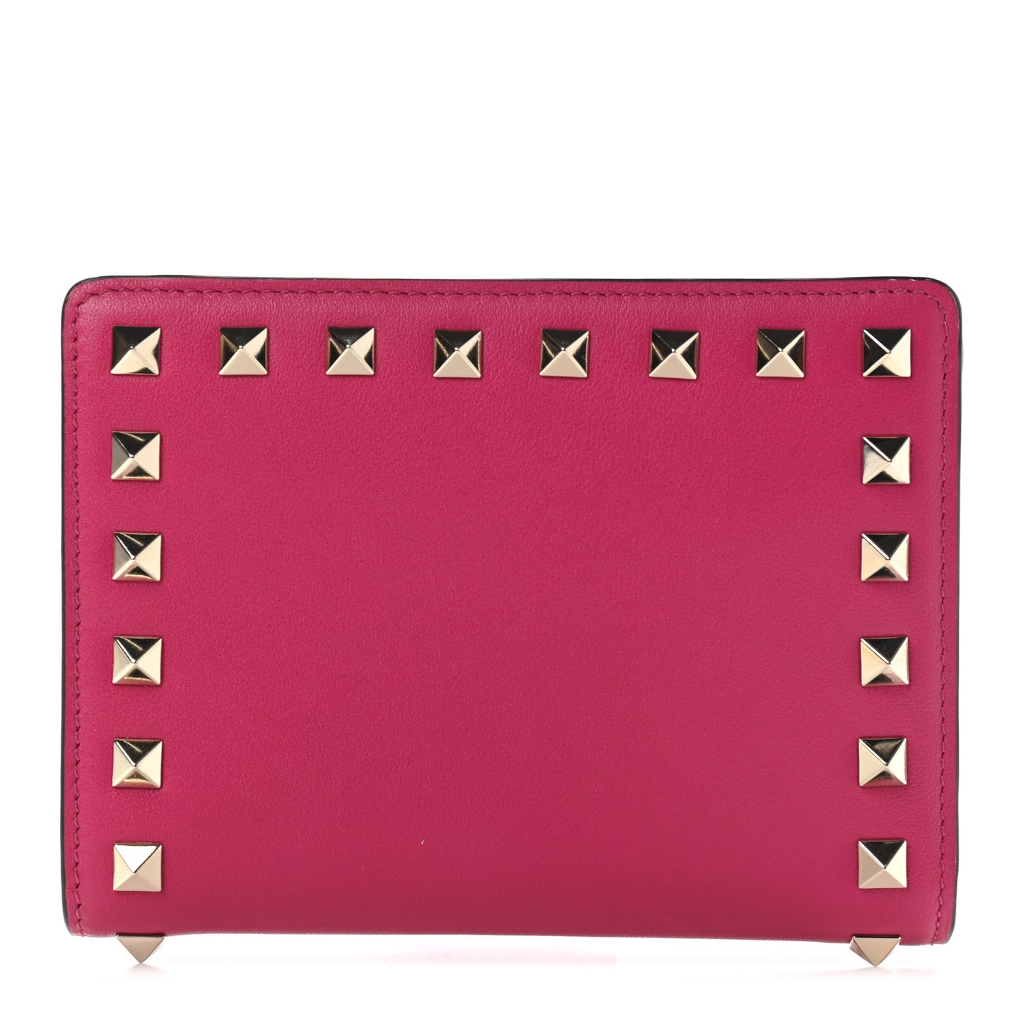 Vitello Rockstud Passport Holder Disco Pink