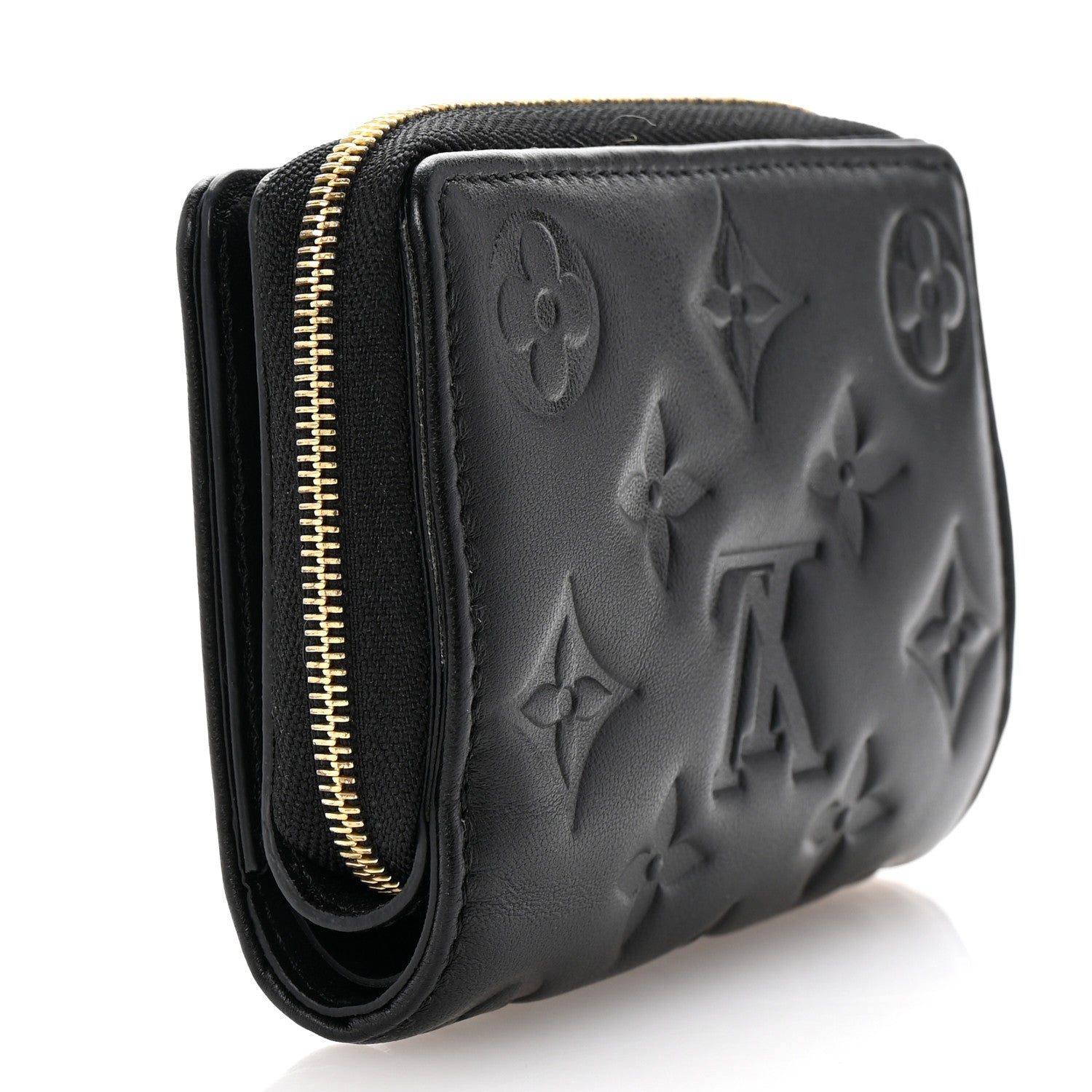 Louis Vuitton Lambskin Embossed Monogram Lou Coussin Wallet Black 3 of 7