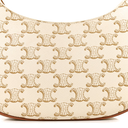 Celine Canvas Calfskin Ava Triomphe Shoulder Bag Grege 8 of 10
