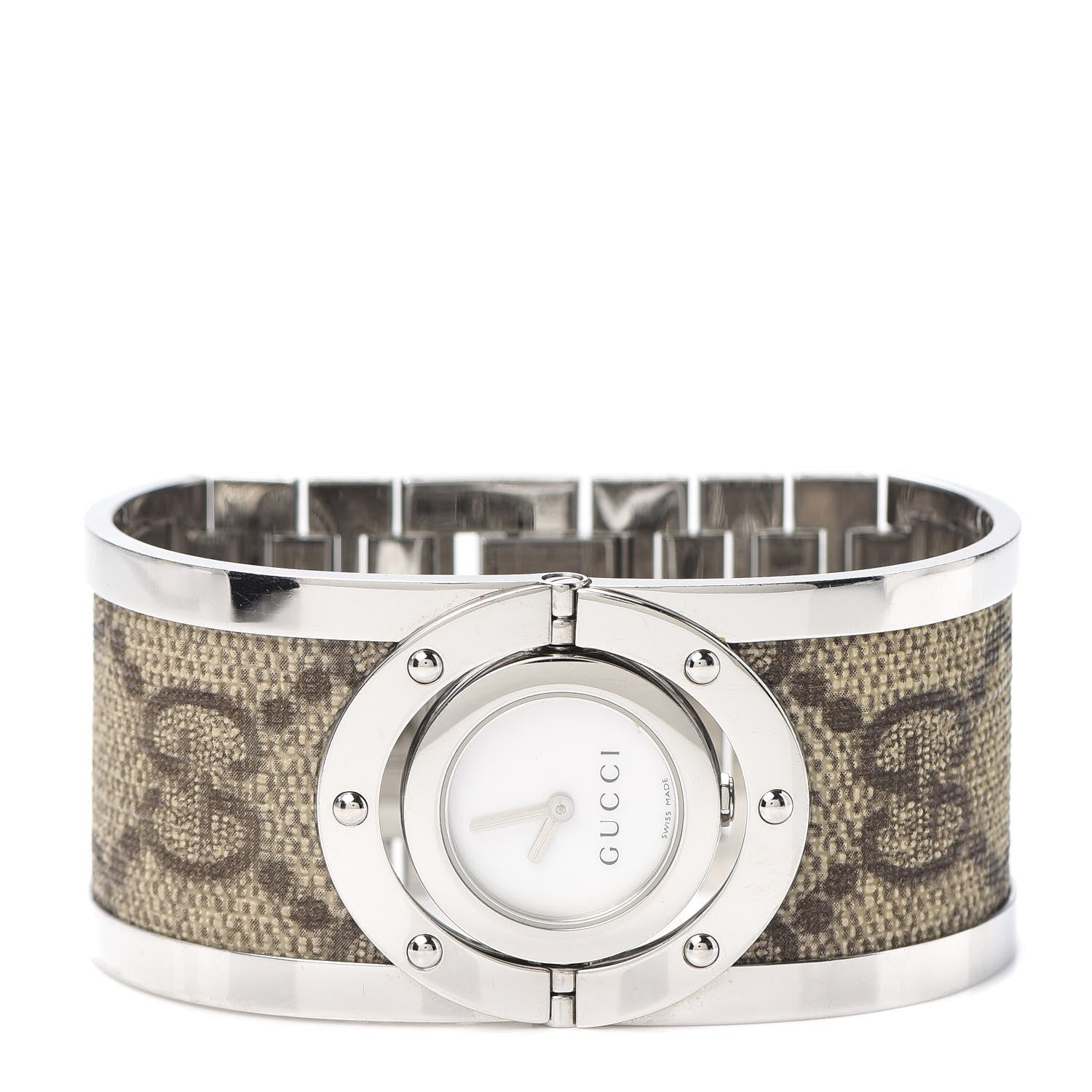 Gucci Stainless Steel Canvas Mother of Pearl 33mm Twirl Monogram Quartz Watch 2 of 7