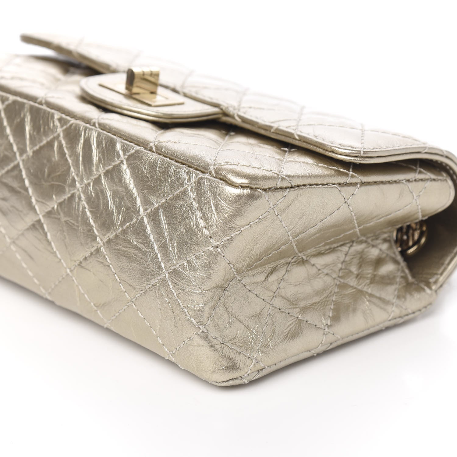 Chanel Aged Calfskin Quilted 2.55 Reissue Mini Flap Light Gold 8 of 9