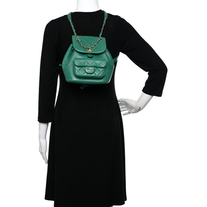 Chanel Lambskin Quilted Small Duma Drawstring Backpack Green 2 of 11