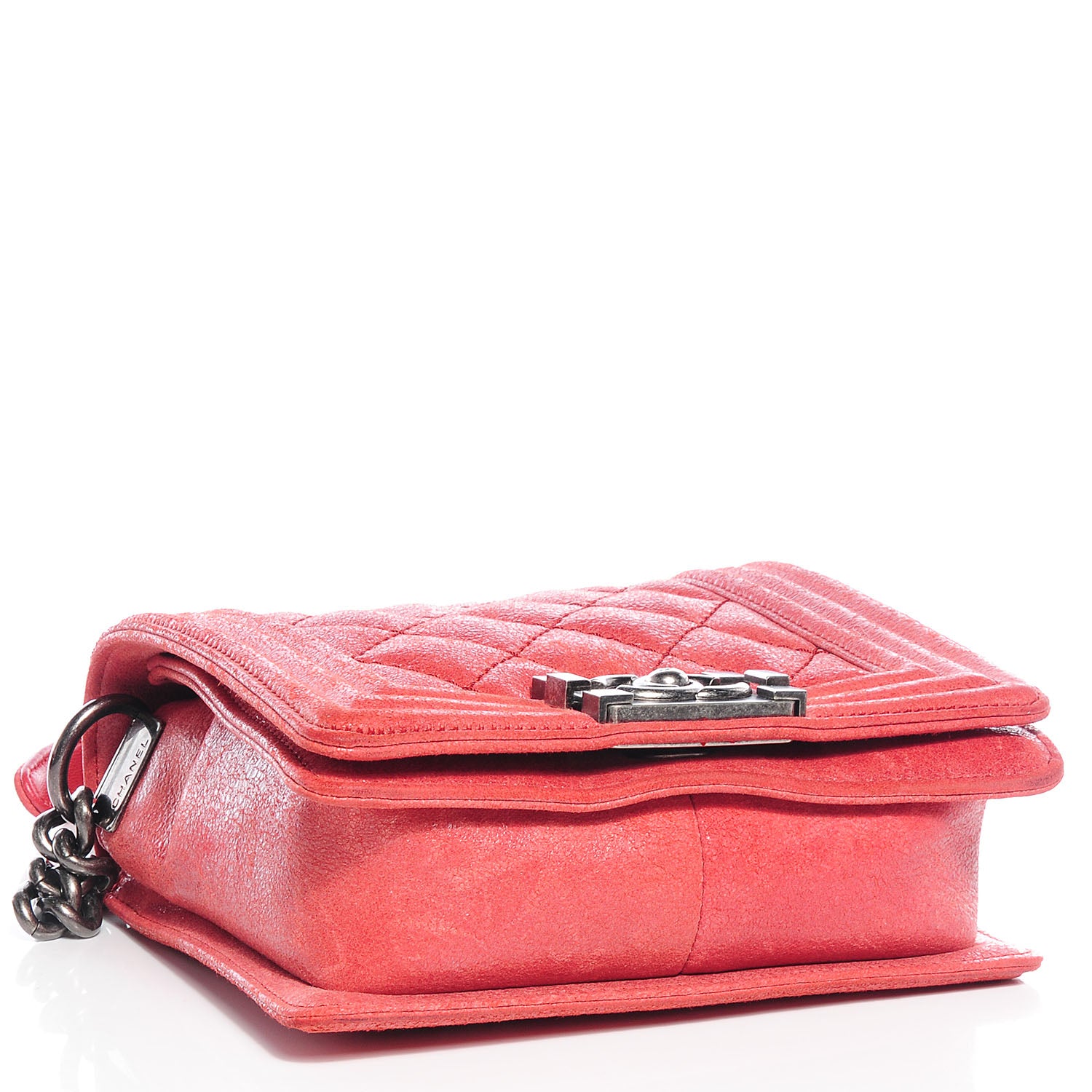 Chanel Iridescent Calfskin Quilted Small Gentle Square Boy Flap Red 4 of 9