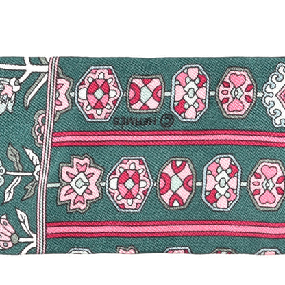Hermes Silk Tapis Persans Twilly Lagon Vert Rose 3 of 4
