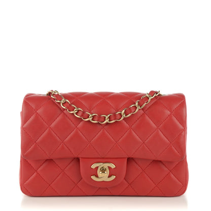 Chanel Lambskin Quilted Mini Rectangular Flap Red 1 of 11