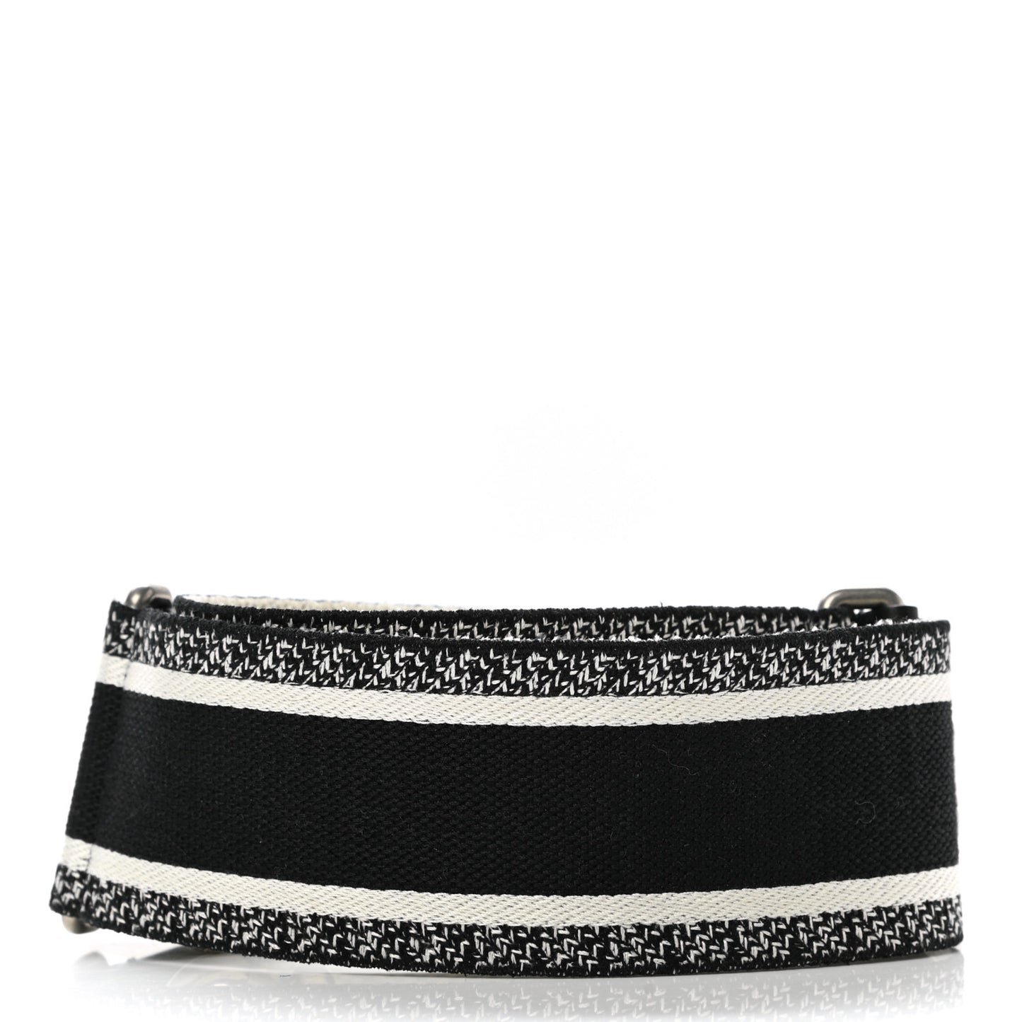 Canvas Embroidered Shoulder Strap Black White