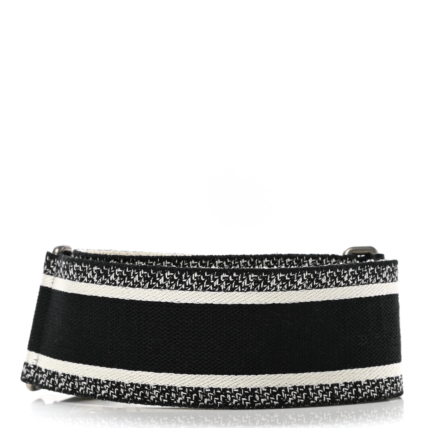 Christian Dior Canvas Embroidered Shoulder Strap Black White 2 of 4